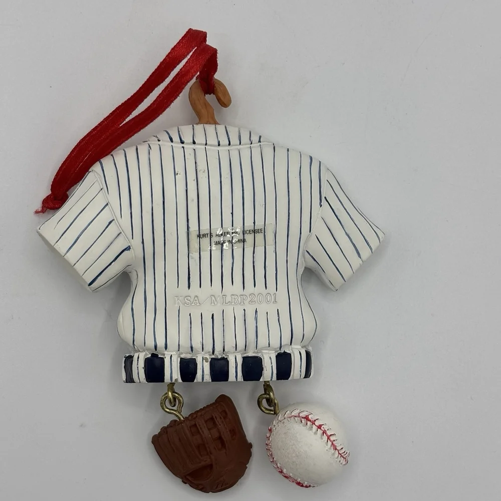 NY Yankees MLB Christmas Ornament Lot 5 Glass Santa Bear Jersey Baseball Decor